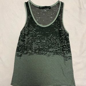 All Saints striped grey black burnout tank